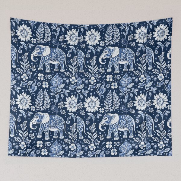 Item preview, Blue Elephants in seamless pattern designed and sold by ThaiArtShop.