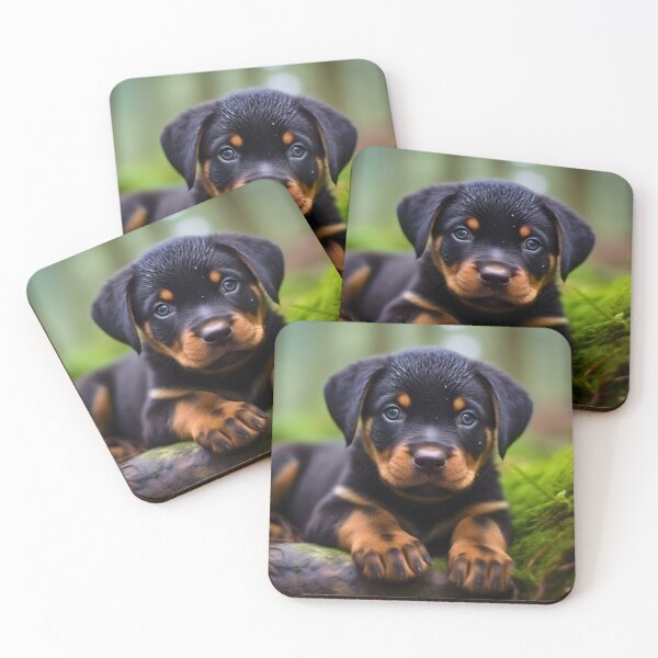 Item preview, Cute german rottweiler or rottie dog breed puppy portrait photography in nature designed and sold by NBSStore.