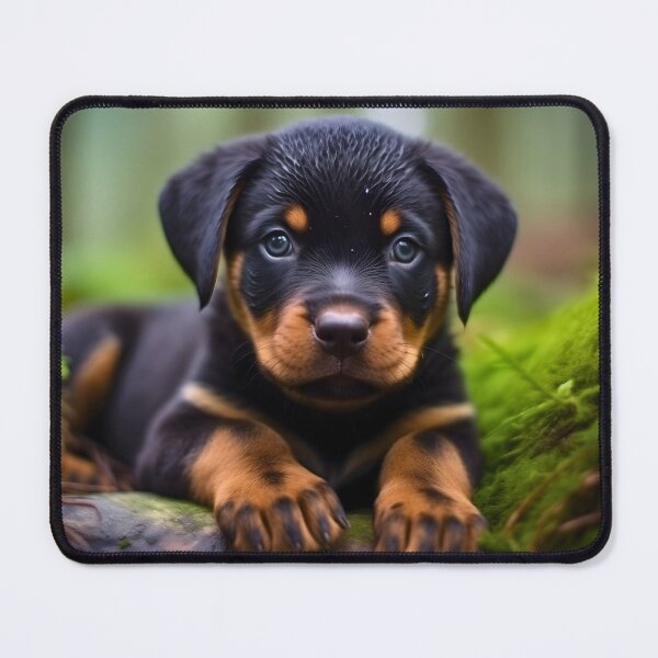 Item preview, Cute german rottweiler or rottie dog breed puppy portrait photography in nature designed and sold by NBSStore.
