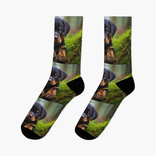 Item preview, Cute german rottweiler or rottie dog breed puppy portrait photography in nature designed and sold by NBSStore.