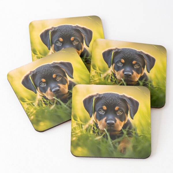 Item preview, Cute german rottweiler or rottie dog breed puppy portrait photography in nature designed and sold by NBSStore.