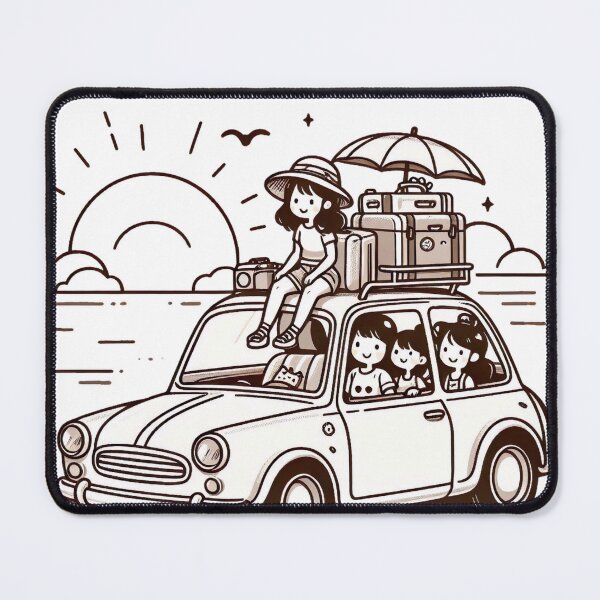 Item preview, "Family Road Trip Adventure: Heartwarming Car Scene with Luggage" designed and sold by Huycao211.