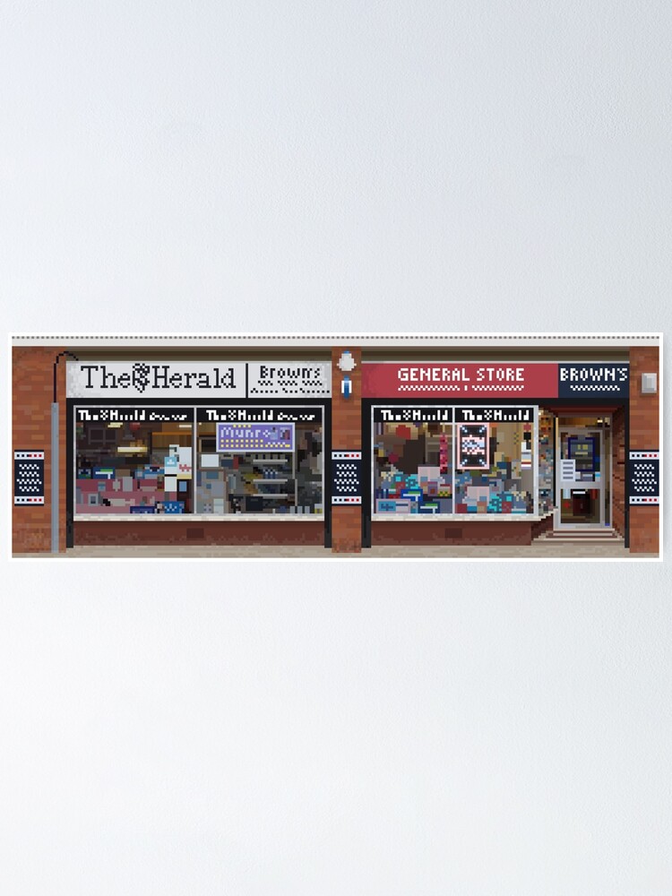 Thumbnail 1 of 3, Poster, Pixelart John Browns General Store, Merrylee, Glasgow designed and sold by TheRandomFactor.