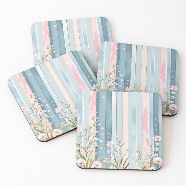 Item preview, Bright friendly floral pattern with stripes designed and sold by Naturitude.