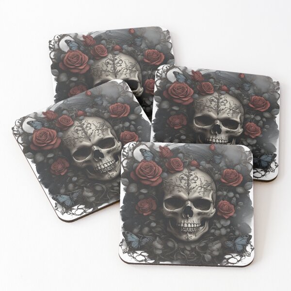 Item preview, Funny skull head with flowers butterfly T-shirt designed and sold by TimTeeVogue.
