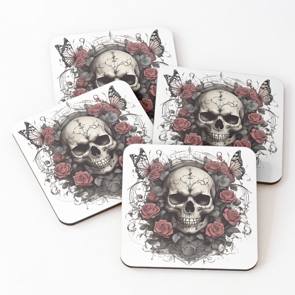Item preview, Funny skull head with flowers butterfly T-shirt designed and sold by TimTeeVogue.