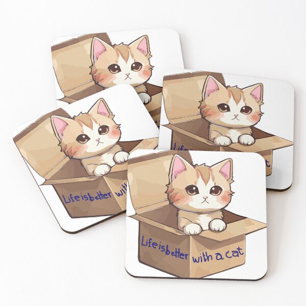 Item preview, Abandoned ginger kitten in a box writes: 'Life is better with a cat.' designed and sold by SOPIZiLA.