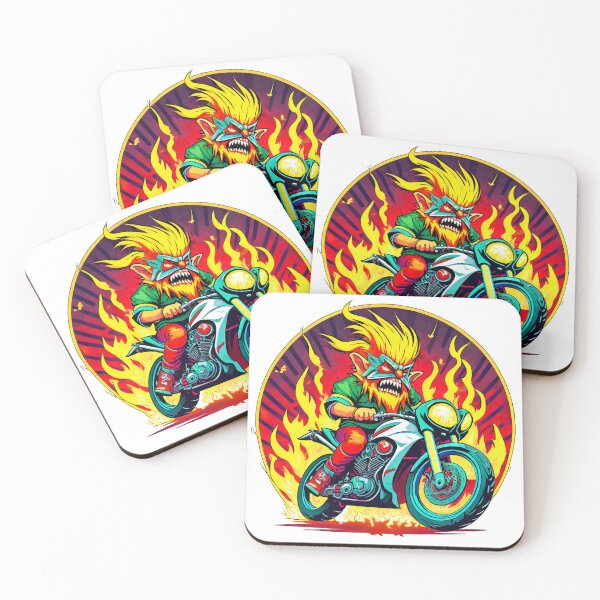Item preview, Angry Troll with Burning Hair riding a Motorcycle designed and sold by BADESIGNZZ.