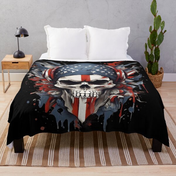 Item preview, Funny skull head with American flags T-shirt designed and sold by TimTeeVogue.