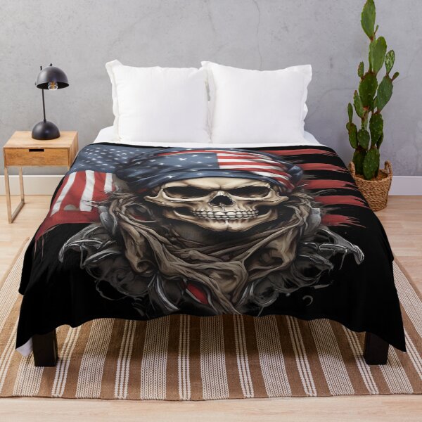 Item preview, Funny skull head with American flags T-shirt designed and sold by TimTeeVogue.