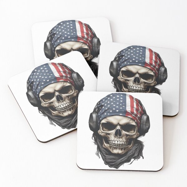 Item preview, Funny skull head with American flags T-shirt designed and sold by TimTeeVogue.