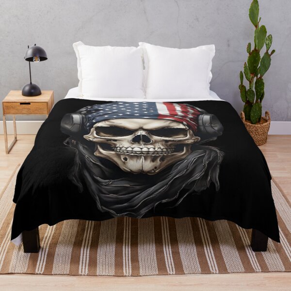 Item preview, Funny skull head with American flags T-shirt designed and sold by TimTeeVogue.
