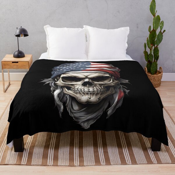 Item preview, Funny skull head with American flags T-shirt designed and sold by TimTeeVogue.