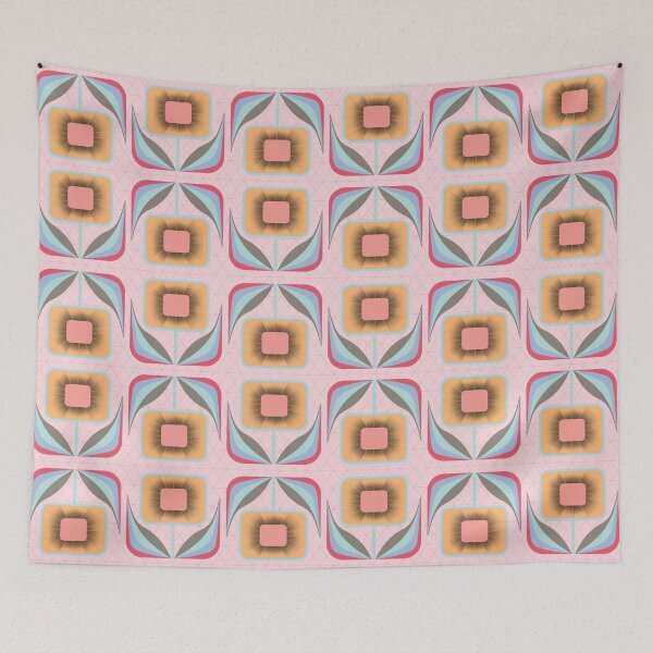Item preview, FLOWER EUPHORIA - Peach & Orange [larger pattern] designed and sold by Carina Parry Studios.