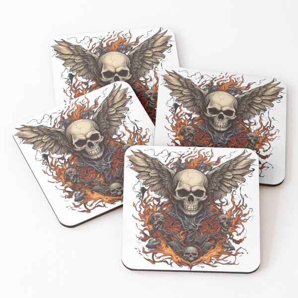 Item preview, Funny skull head with wings flame T-shirt designed and sold by TimTeeVogue.
