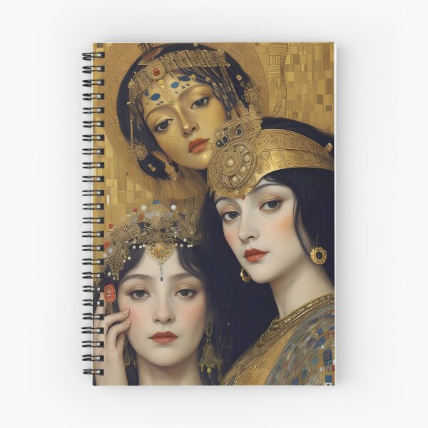 Aperçu de l'œuvre Royauté klimtienne : portraits de trois femmes élégantes créée et vendue par ZION-E-Store.