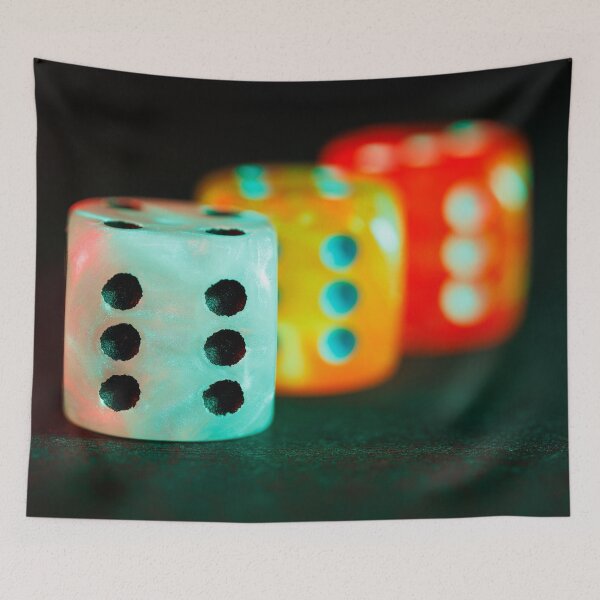 Item preview, A group of three 6-sided gaming dice on a dark background designed and sold by Giuseppe Cammino.