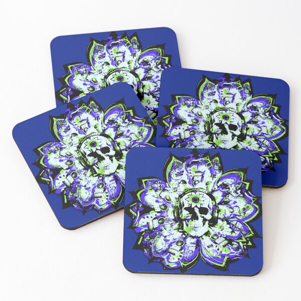 Item preview, Bold Blue & Green Guitar Skullflower | Rock & Roll Music Flower & Skull Graphic designed and sold by DopeStick.