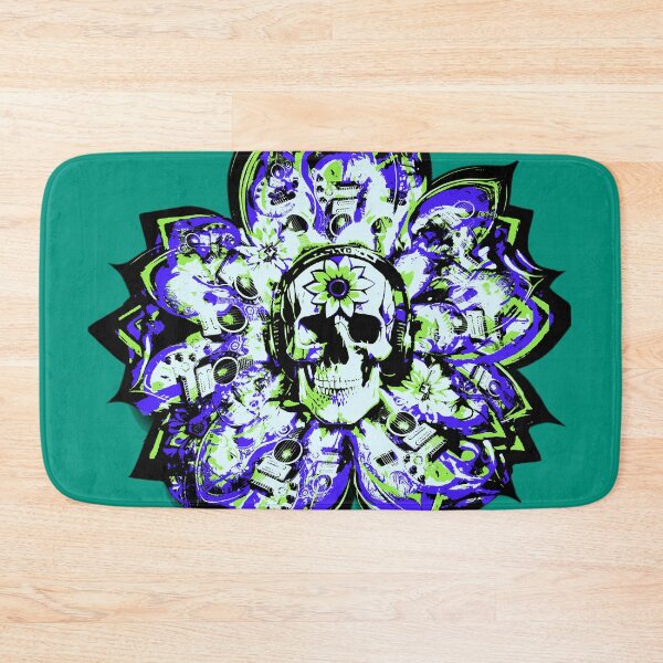 Item preview, Bold Blue & Green Guitar Skullflower | Rock & Roll Music Flower & Skull Graphic designed and sold by DopeStick.
