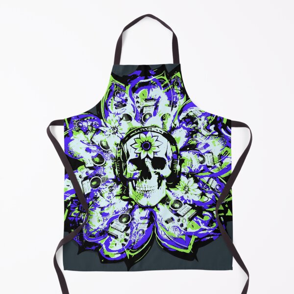 Item preview, Bold Blue & Green Guitar Skullflower | Rock & Roll Music Flower & Skull Graphic designed and sold by DopeStick.