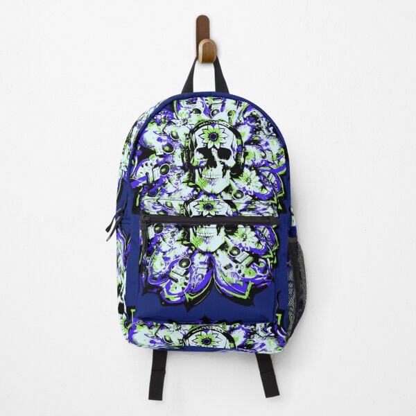 Item preview, Bold Blue & Green Guitar Skullflower | Rock & Roll Music Flower & Skull Graphic designed and sold by DopeStick.