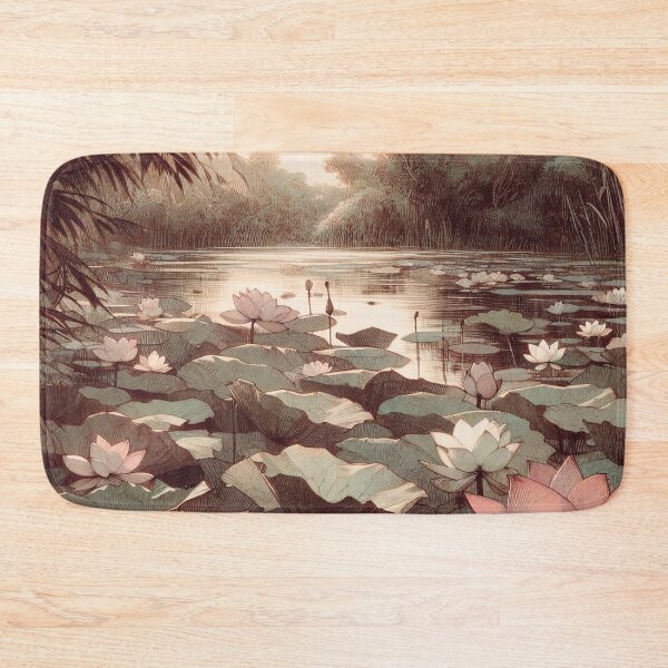 Item preview, Serene Lotus Pond at Sunrise designed and sold by PictorialWhimsy.
