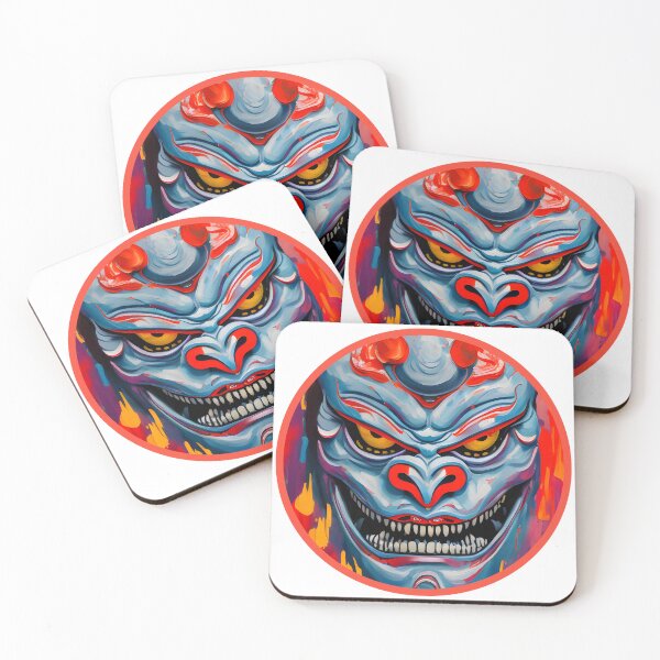 Item preview, Scary and Colorful Japanese Oni Mask Painting #01 designed and sold by Curious Cat.