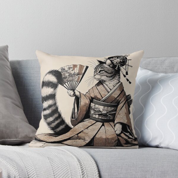 Item preview, Sophisticated Kitty in Kimono Holding Fan designed and sold by PictorialWhimsy.