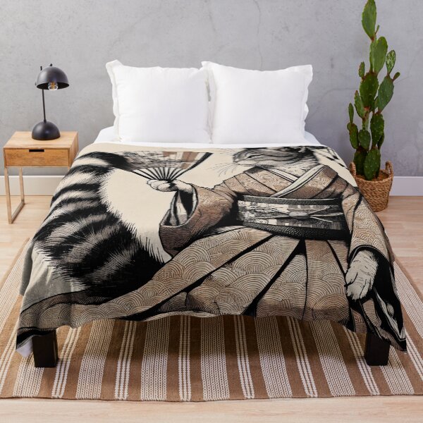 Item preview, Sophisticated Kitty in Kimono Holding Fan designed and sold by PictorialWhimsy.