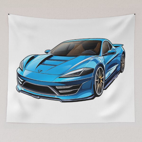 Item preview, Drive with elegance: Unleash style with our Electric Blue Supercar! designed and sold by Cr-AI-tive.