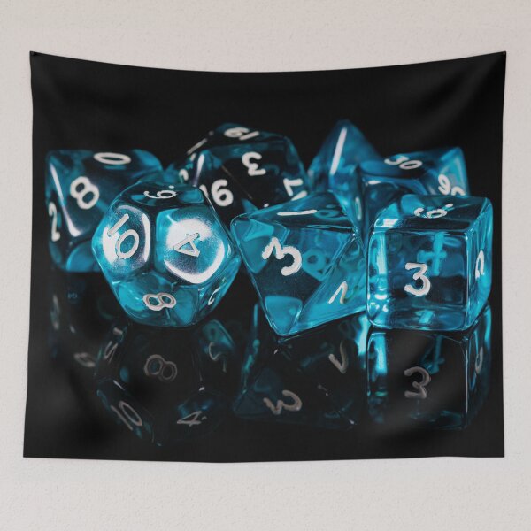 Item preview, A full set of turquoise gaming dice on a black background designed and sold by Giuseppe Cammino.