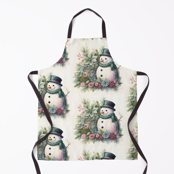 Item preview, Snowman in water color in shades of pink and green designed and sold by DesignsbyVelvet.