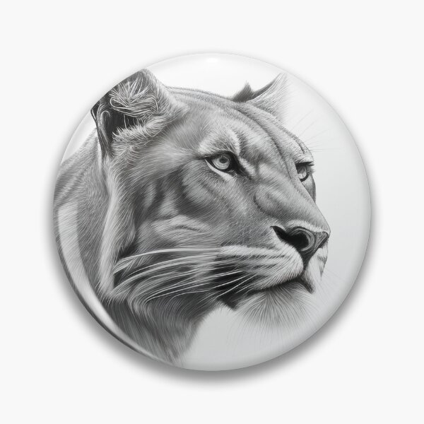 Item preview, Black and white lioness pencil drawing designed and sold by Pencil-Art.