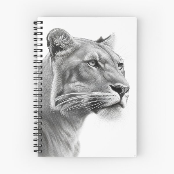 Item preview, Black and white lioness pencil drawing designed and sold by Pencil-Art.