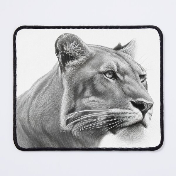 Item preview, Black and white lioness pencil drawing designed and sold by Pencil-Art.