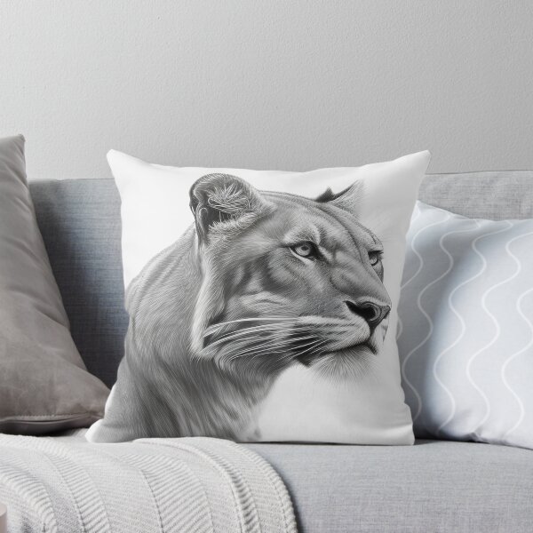 Item preview, Black and white lioness pencil drawing designed and sold by Pencil-Art.