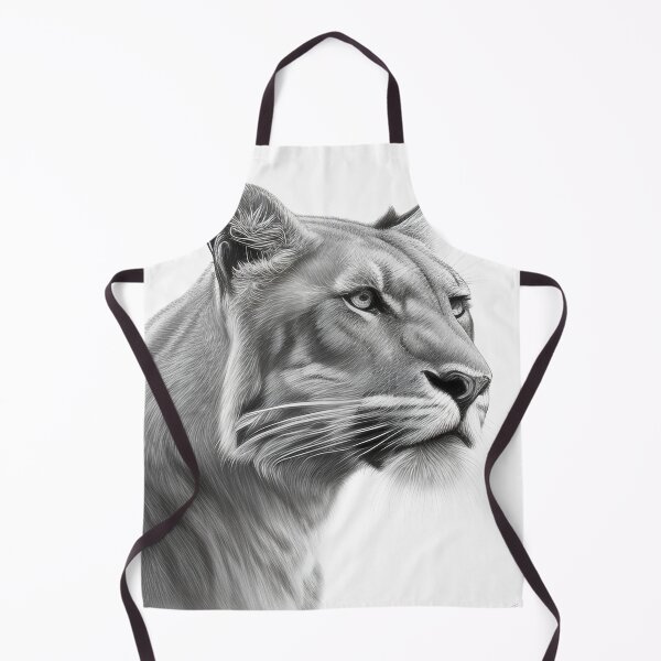 Item preview, Black and white lioness pencil drawing designed and sold by Pencil-Art.