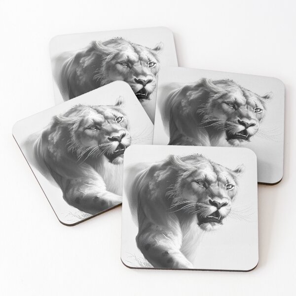 Item preview, Black and white lioness pencil drawing designed and sold by Pencil-Art.