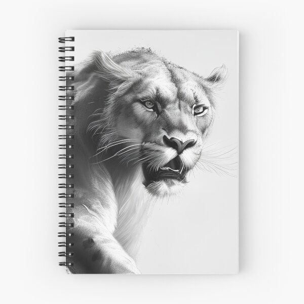 Item preview, Black and white lioness pencil drawing designed and sold by Pencil-Art.