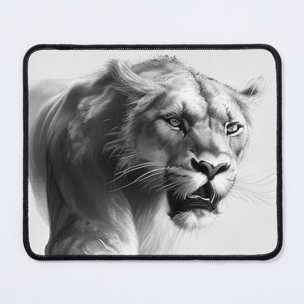 Item preview, Black and white lioness pencil drawing designed and sold by Pencil-Art.