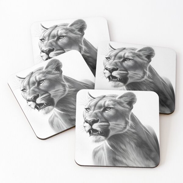 Item preview, Black and white lioness pencil drawing designed and sold by Pencil-Art.