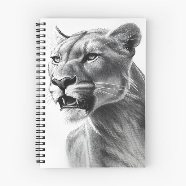 Item preview, Black and white lioness pencil drawing designed and sold by Pencil-Art.