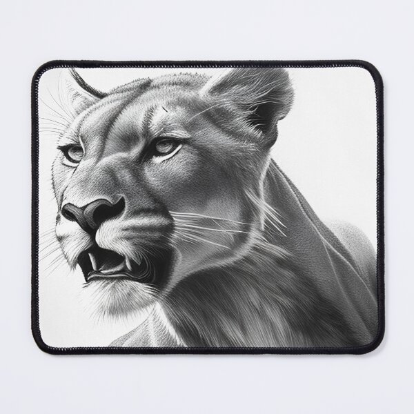 Item preview, Black and white lioness pencil drawing designed and sold by Pencil-Art.