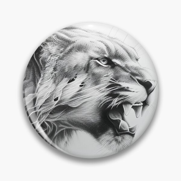 Item preview, Black and white lioness pencil drawing designed and sold by Pencil-Art.
