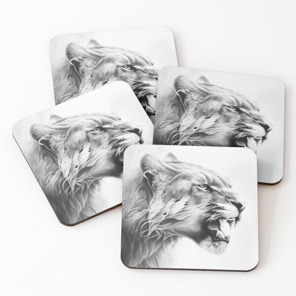 Item preview, Black and white lioness pencil drawing designed and sold by Pencil-Art.