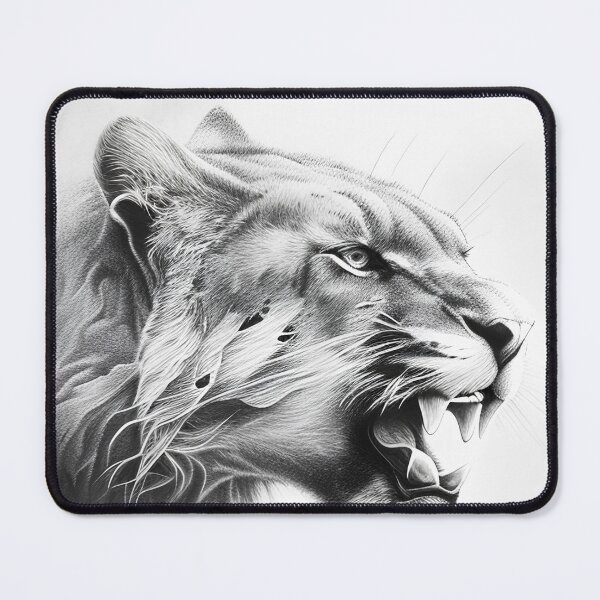 Item preview, Black and white lioness pencil drawing designed and sold by Pencil-Art.