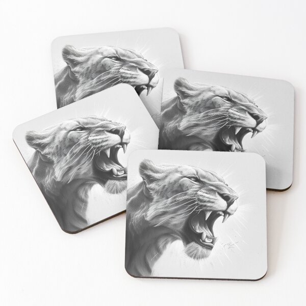 Item preview, Black and white lioness pencil drawing designed and sold by Pencil-Art.
