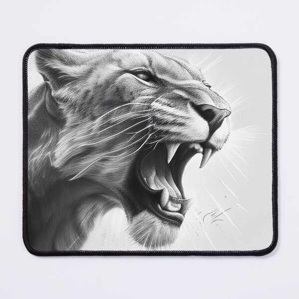 Item preview, Black and white lioness pencil drawing designed and sold by Pencil-Art.