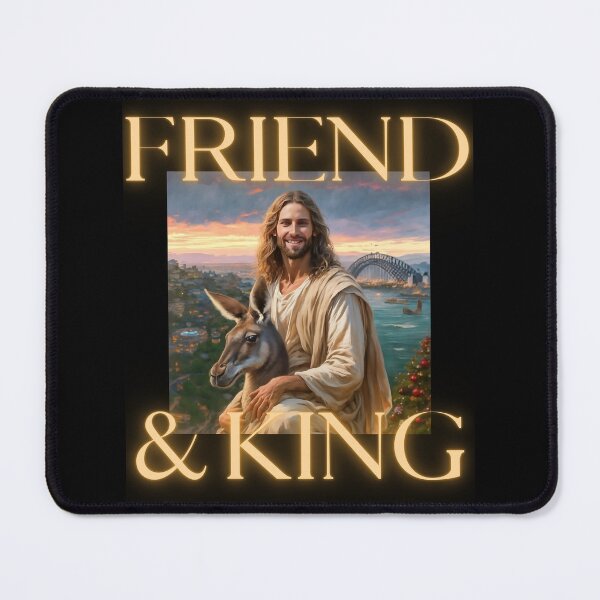 Item preview, Friend and King is Jesus in Sydney Australia christian funny cute gifts designed and sold by thankful-loco.