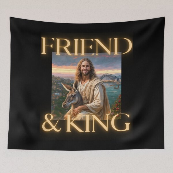 Item preview, Friend and King is Jesus in Sydney Australia christian funny cute gifts  designed and sold by thankful-loco.